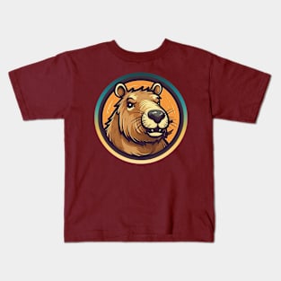 Handsome cartoon capybara Kids T-Shirt